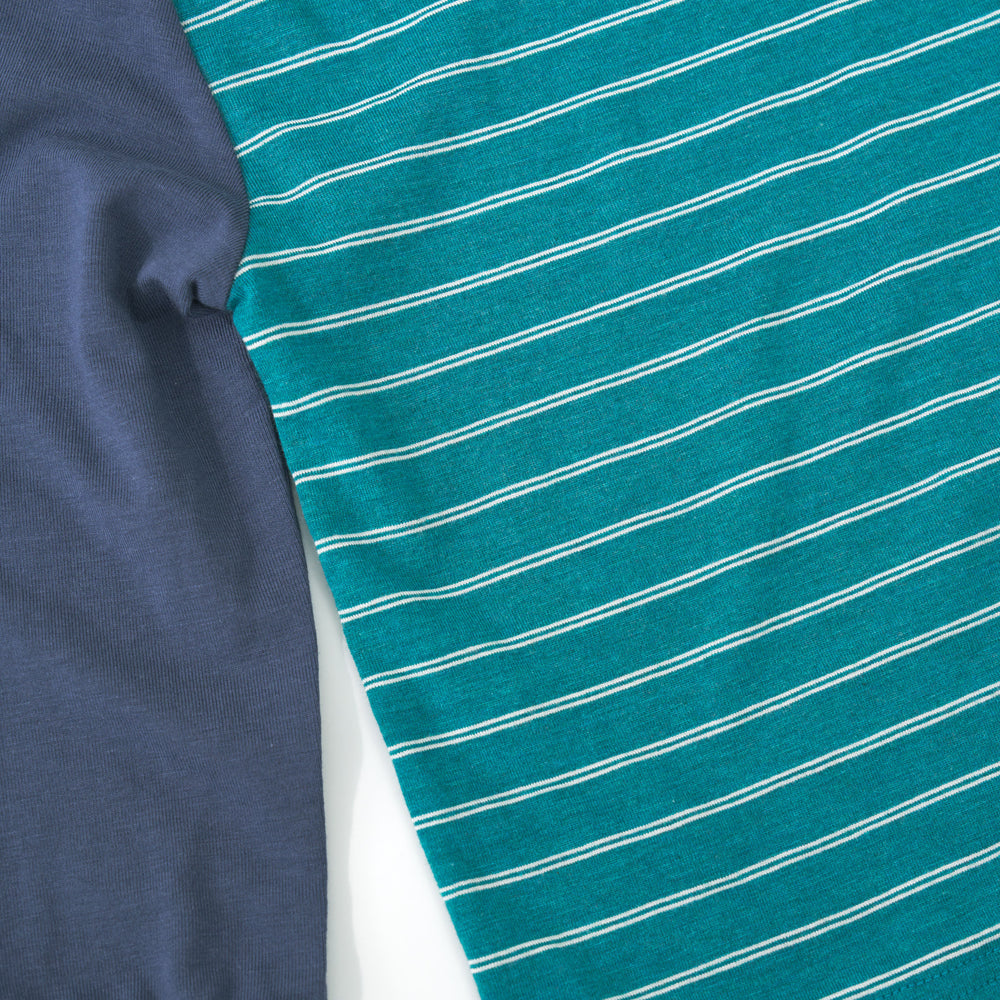 Alternate close up detail shot of the Glacier Stripes Relaxed Hooded Tee