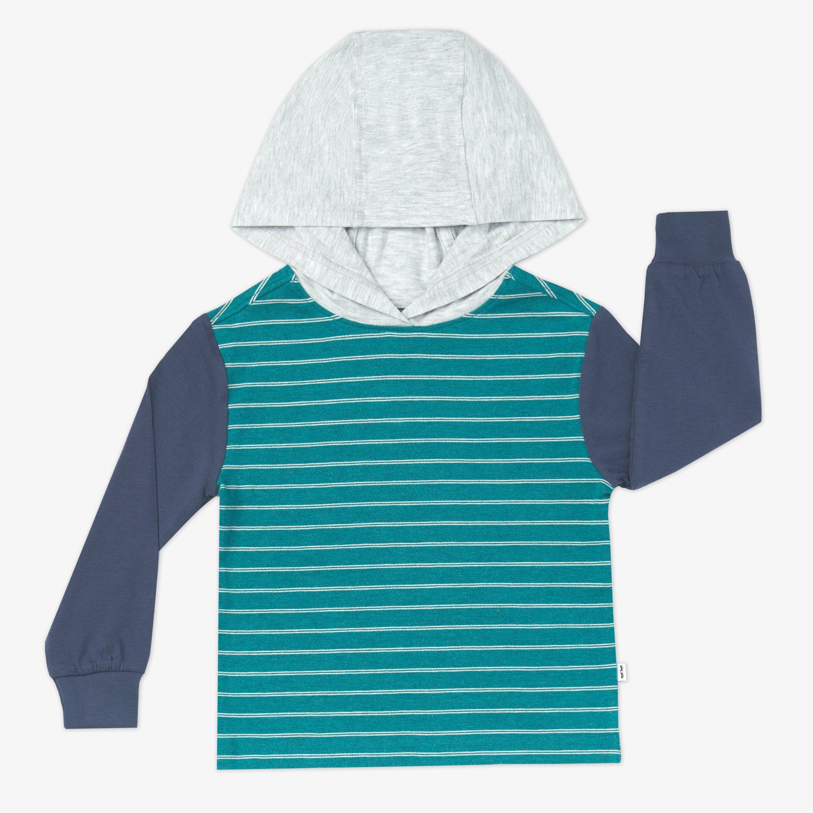 Flat lay image of the Glacier Stripes Relaxed Hooded Tee