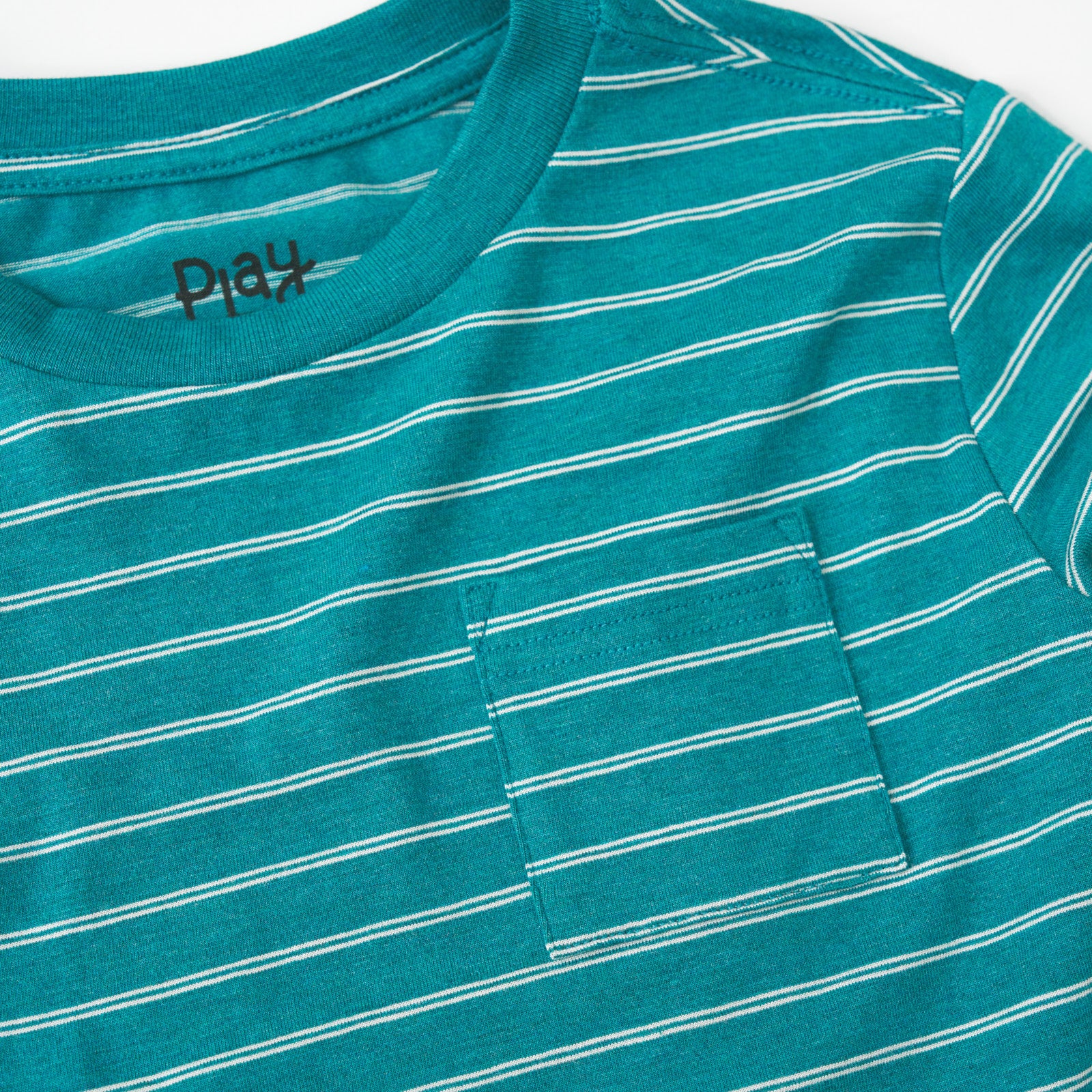 Alternate close up detail shot of the Glacier Stripes Relaxed Pocket Tee