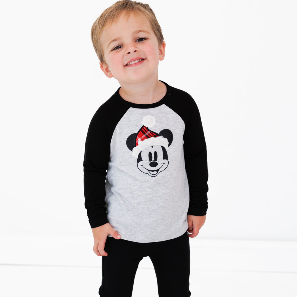 Alternate image of a child wearing a Vintage Mickey Raglan Tee and Black Denim Jogger