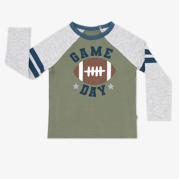 Flat lay image of a Game Day Raglan Tee