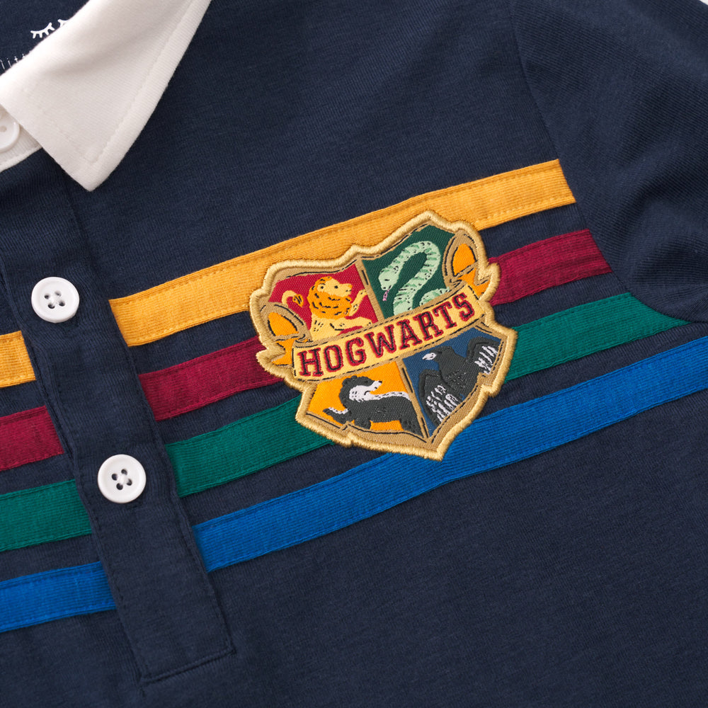 Close up detail shot of a Harry Potter Rugby Shirt