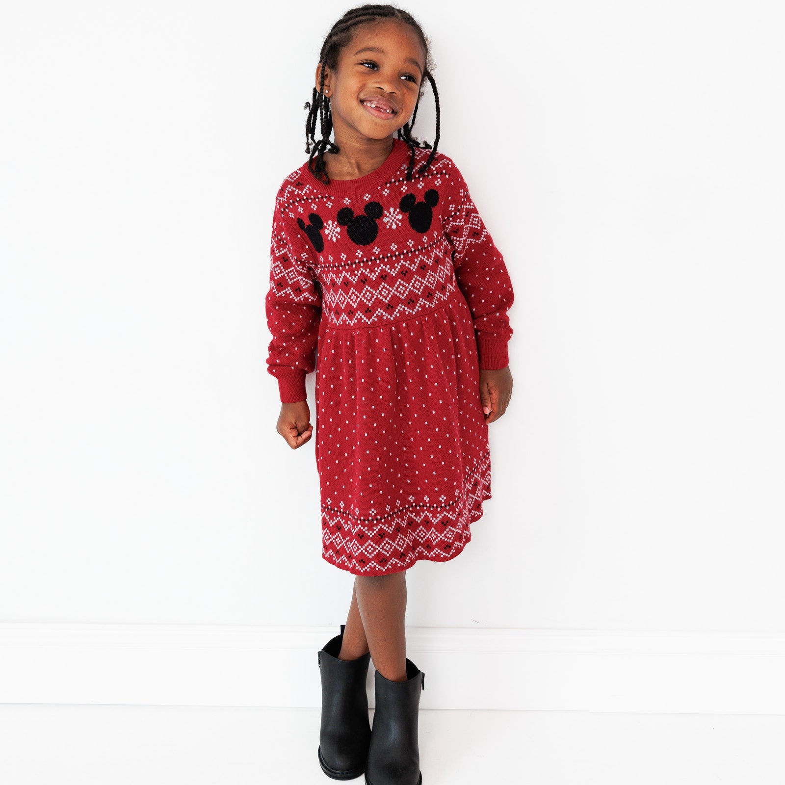 Image of a child wearing a Vintage Mickey Fair Isle Sweater Dress