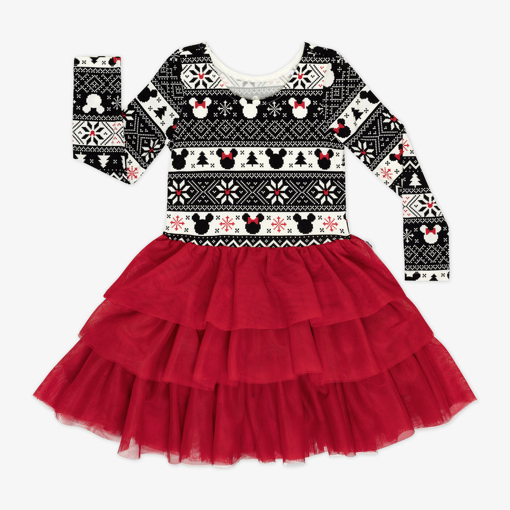 Flat lay image of a Mickey Fair Isle Tiered Tutu Dress