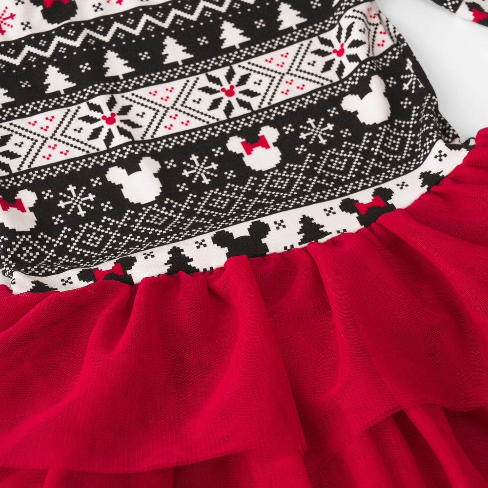 Detail shot of a Mickey Fair Isle Tiered Tutu Dress