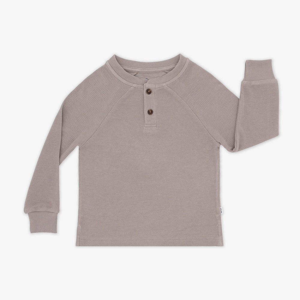 Flat lay image of a Pebble Waffle Henley Tee