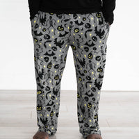 Close up image of the Gray Glowing Ghouls Men's Pajama Pants