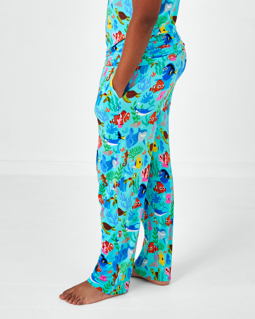 Side view of the Disney Nemo's Reef Men's Pajama Pants