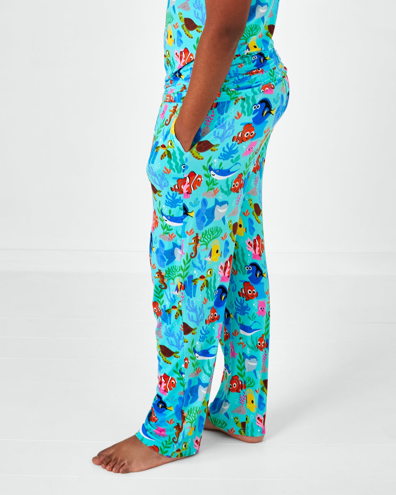 Side view of the Disney Nemo's Reef Men's Pajama Pants