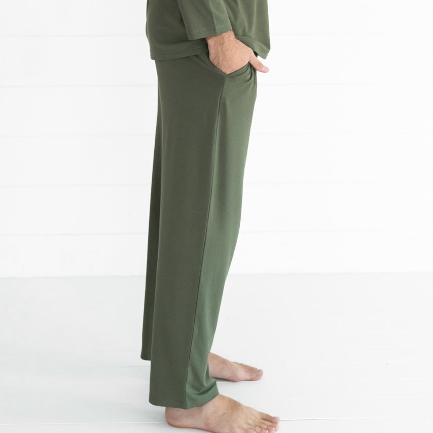 profile image of a man wearing men's Cozy Olive pj pants