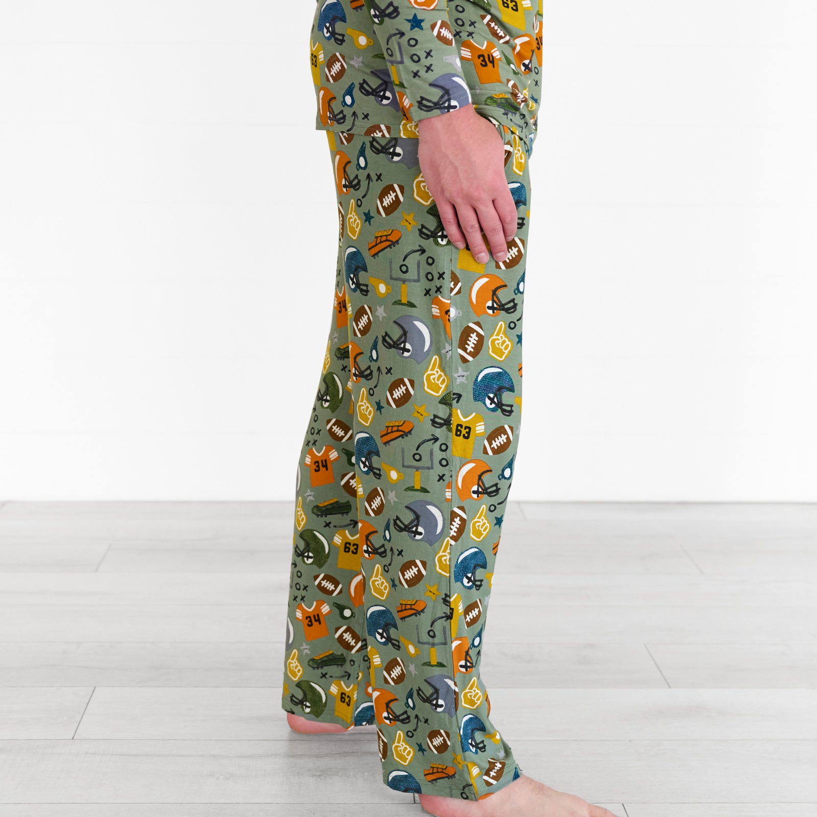 Side view image of the touchdown-time-mens-pajama-pants