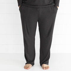 image of a man wearing men's Cozy heather black pj pants