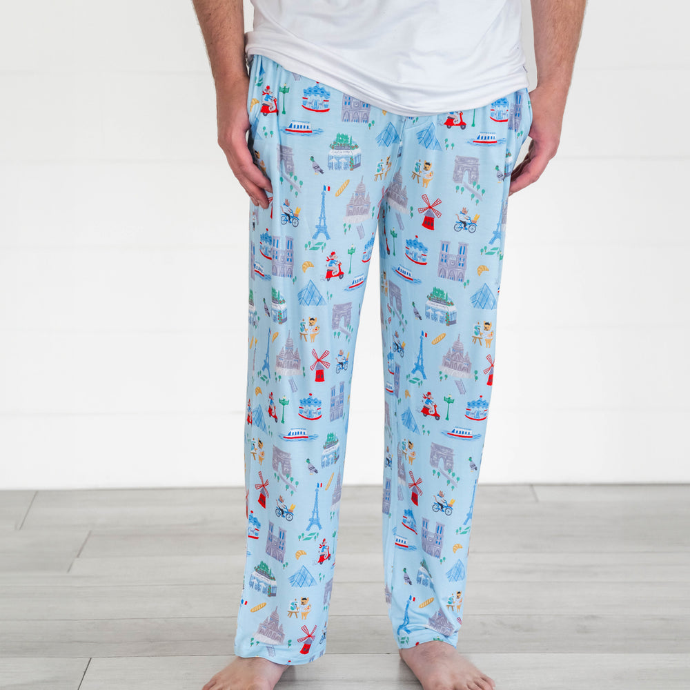 Close up image of the Blue Weekend in Paris Men's Pajama Pants