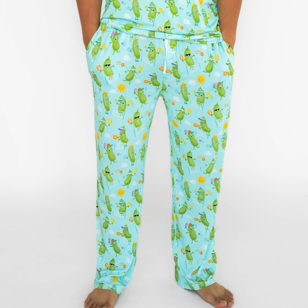 Close up image of the Pickle Power Men's Pajama Pants