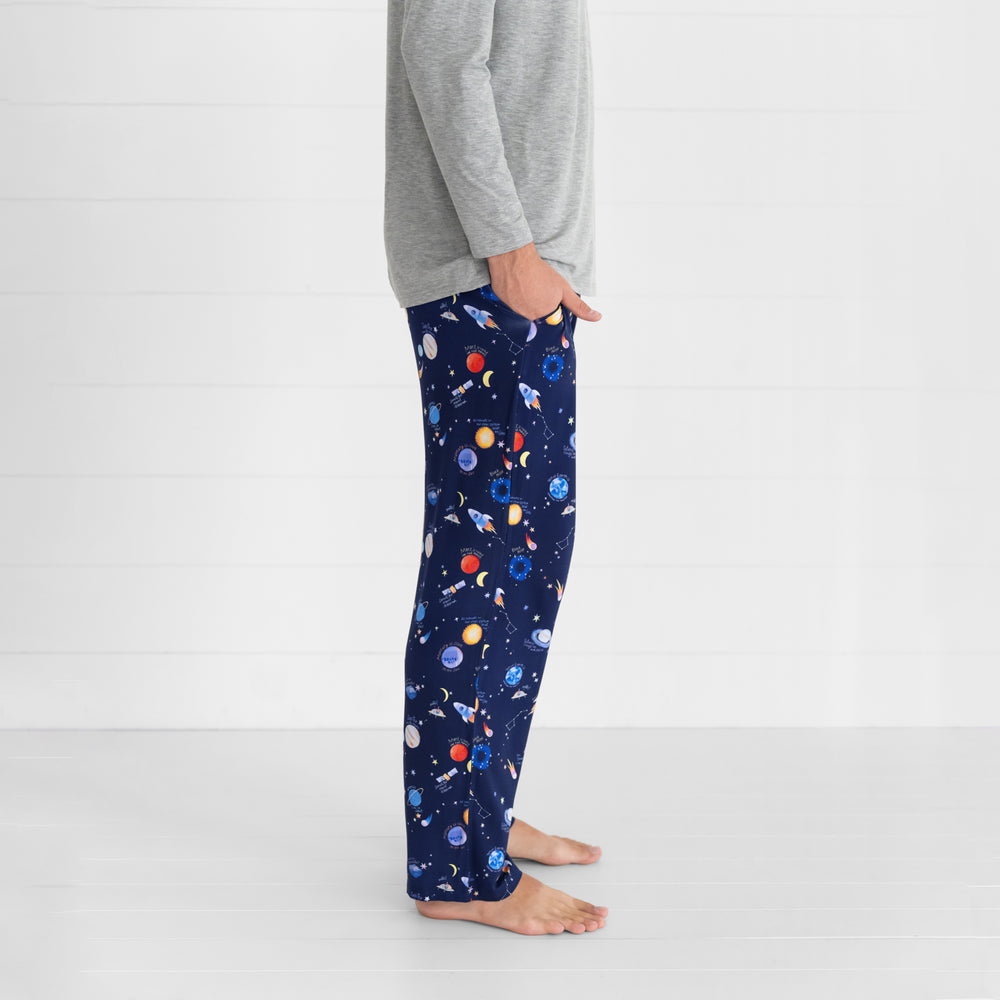 profile image of a man wearing Through My Telescope men's pj pants and a men's Heather Gray pj top