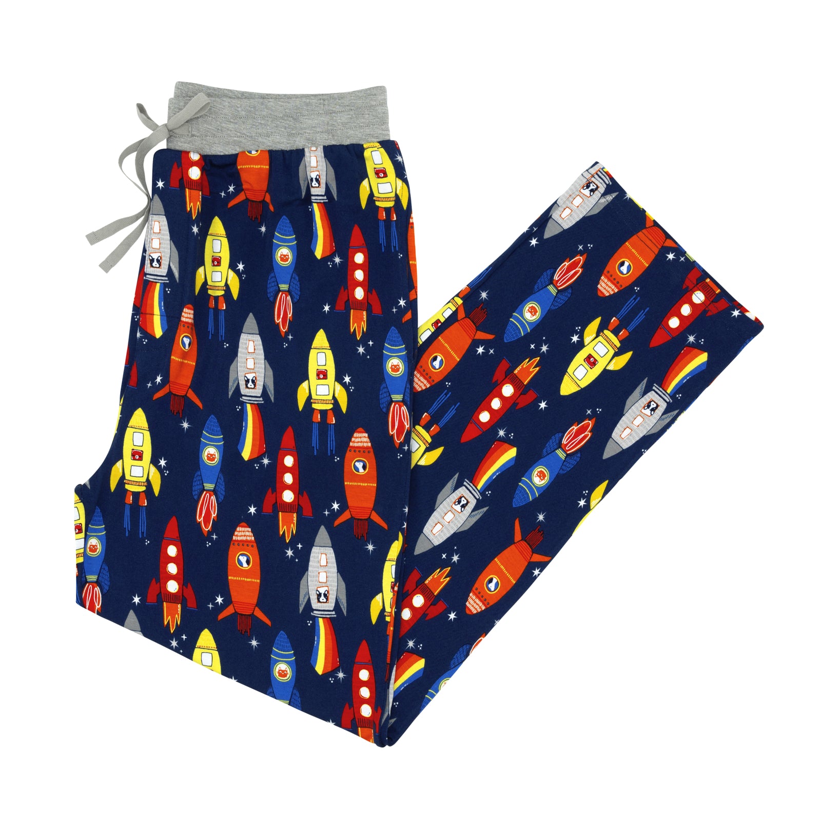 Flat lay image of men's Navy Space Explorer men's pajama pants
