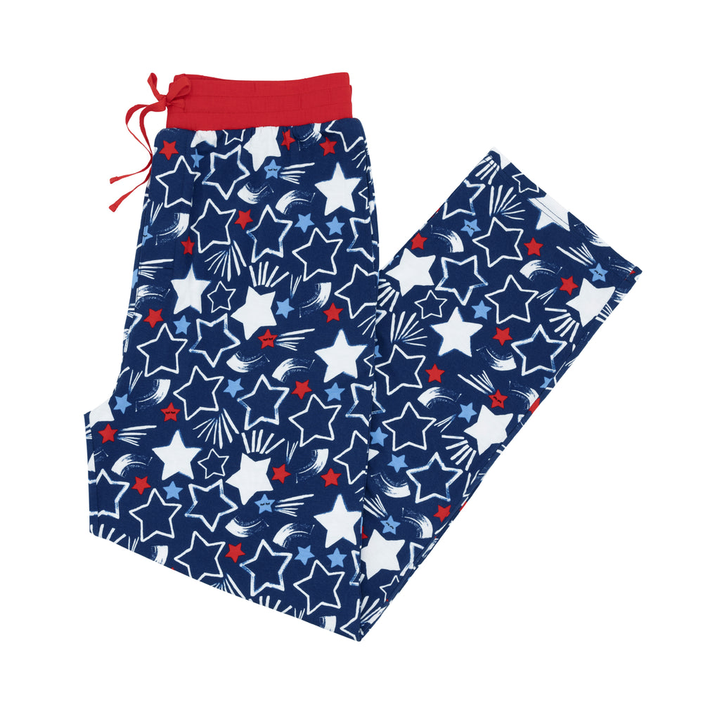 Flat lay image of men's Star Spangled pajama pants