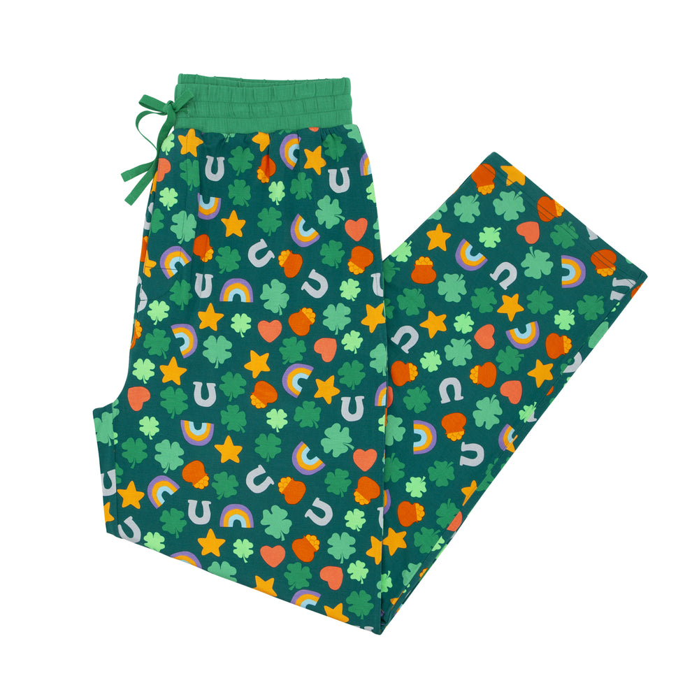 Click to see full screen - Flat lay image of men's Lucky pajama pants