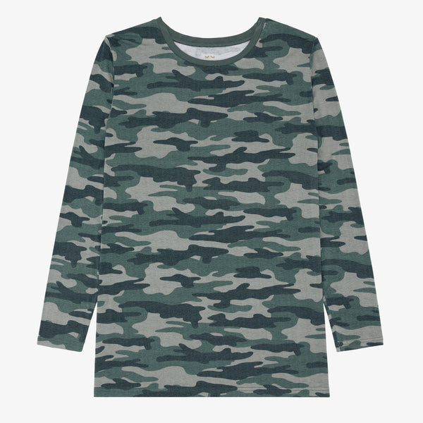 Flat lay image of the Vintage Camo Men's Pajama Top