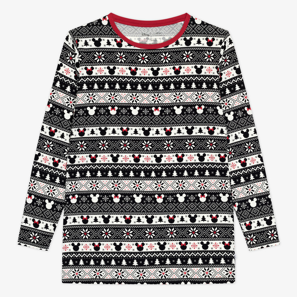 Flat lay image of men's Mickey Fair Isle men's pj top