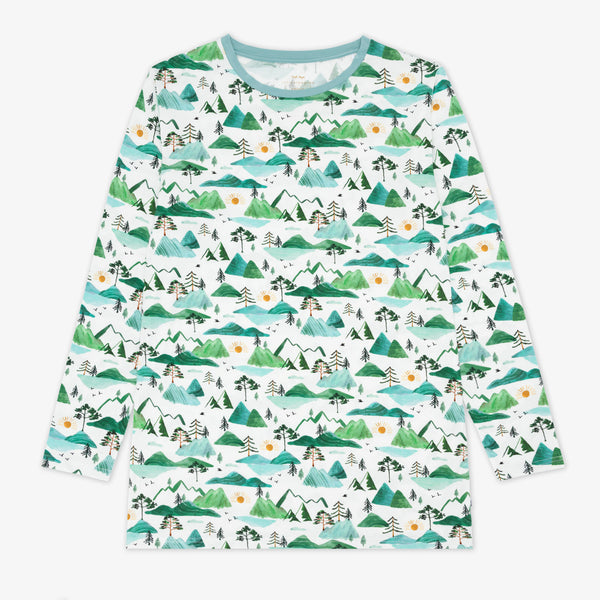 flat lay image of men's Mountain Mist printed pajama top