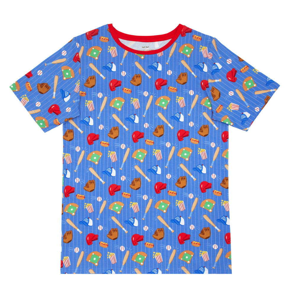 Flat lay image of a Blue All Stars men's pajama top