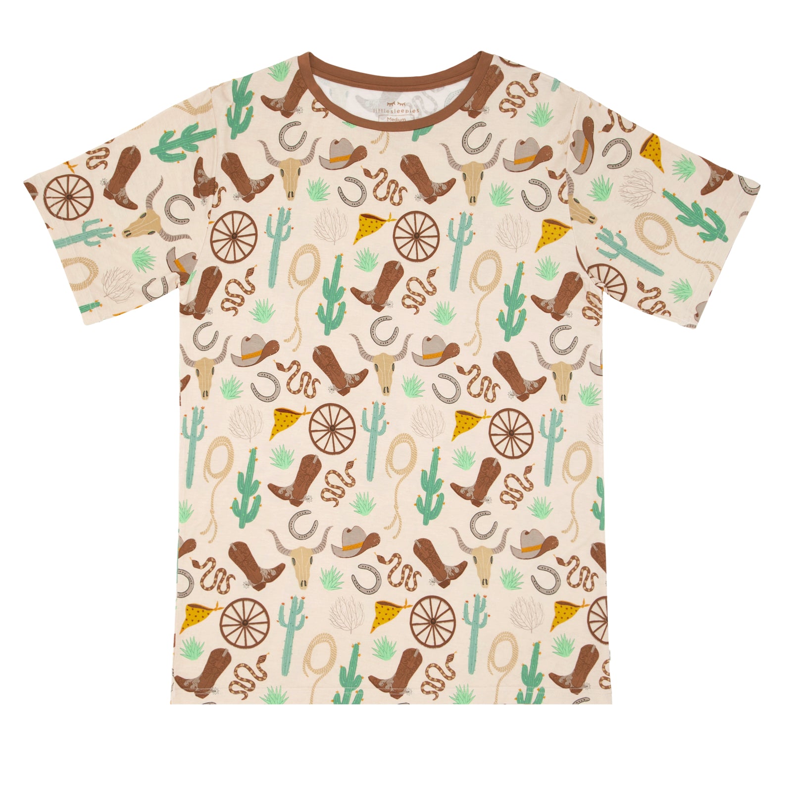 Flat lay image of a men's Caramel Ready to Rodeo short sleeve pajama top