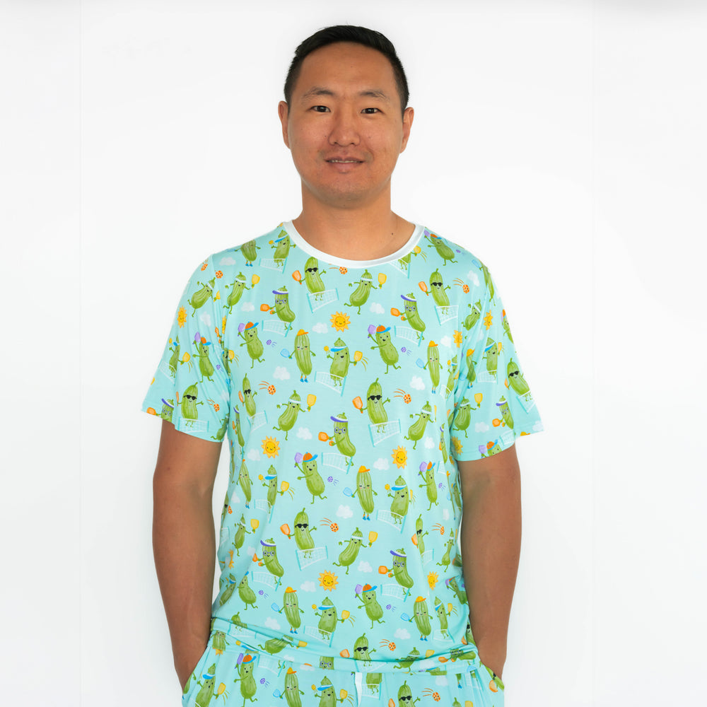 Front image of the Pickle Power Men's Short Sleeve Pajama Top