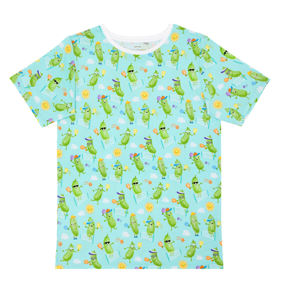 Flat lay image of the Pickle Power Men's Short Sleeve Pajama Top