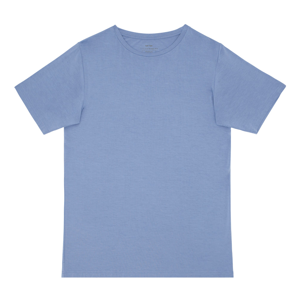 Flat lay image of men's Slate Blue men's short sleeve pajama top