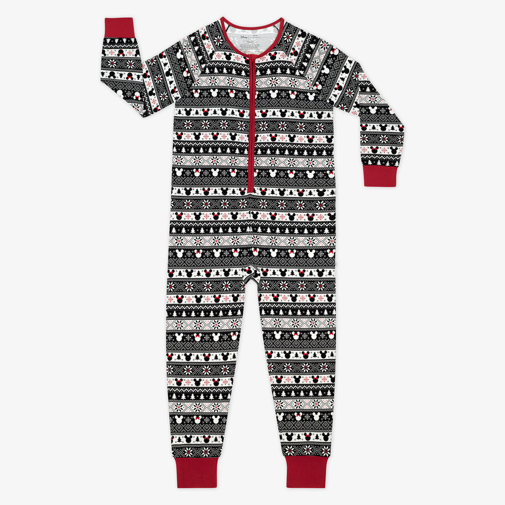 Flat lay image of an adult men's Mickey Fair Isle zippy