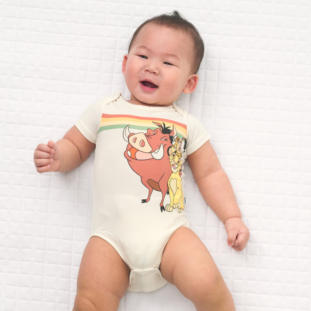 Child wearing a Lion King graphic bodysuit