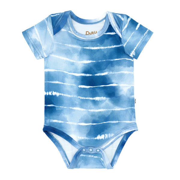 Flat lay image of a Blue Tie Dye Dreams bodysuit