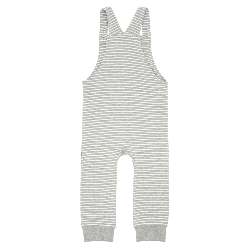 Alternate flat lay image of Heather Gray Stripes overalls