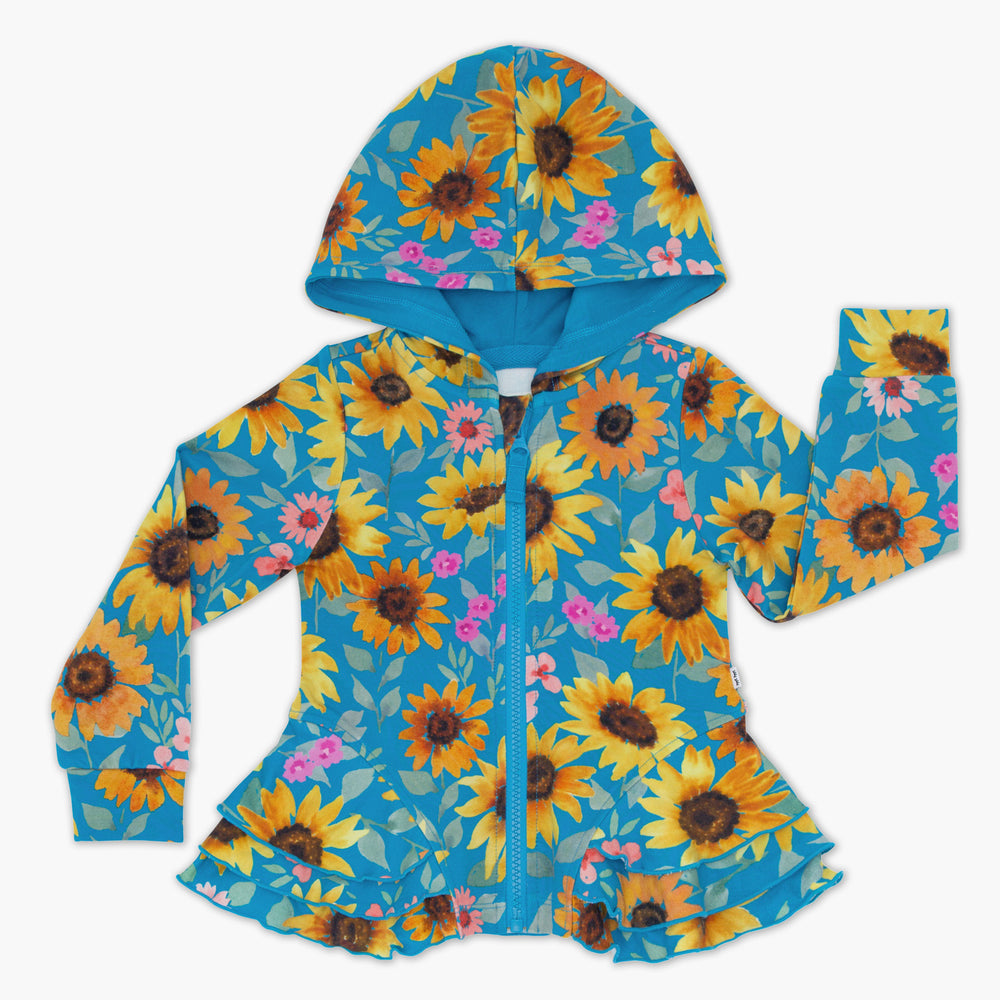 Flat lay image of a Sunflower Fields Peplum Hoodie