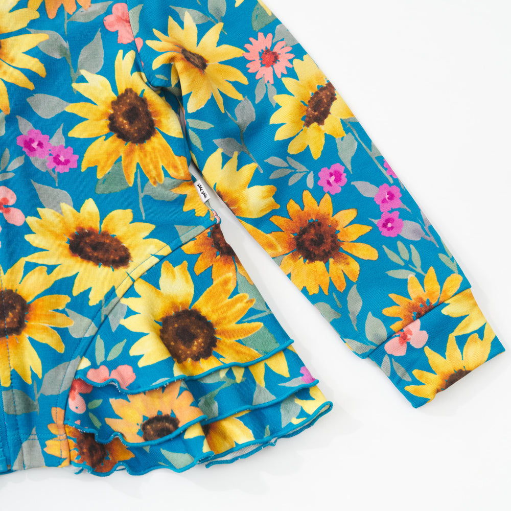 Alternate close up detail shot of a Sunflower Fields Peplum Hoodie