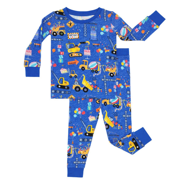 Laydown Image of Kids Birthday Builder Long Sleeve PJ Set