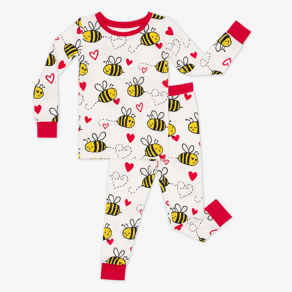 Flat lay image of a Bee Mine two piece pj set