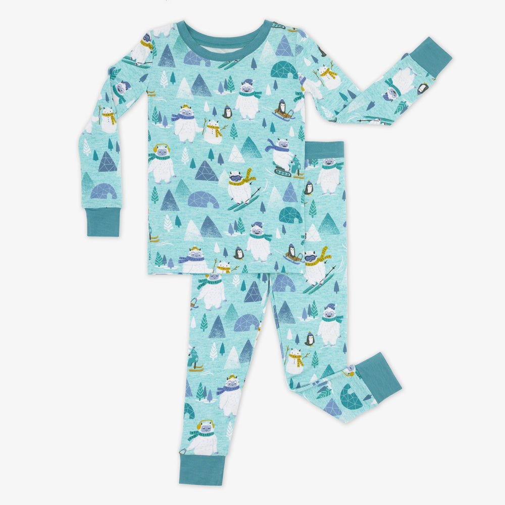 Flat lay image of Yeti Snow Day two piece pj set