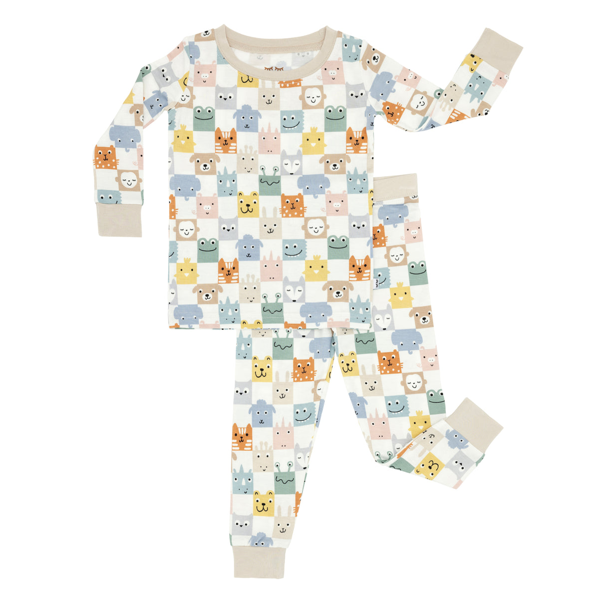 Flat lay of the Check Mates Two-Piece Pajama Set