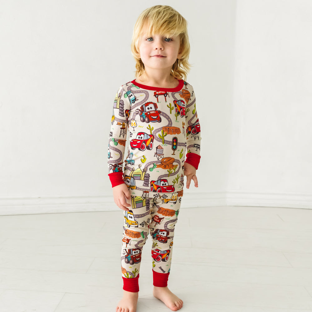 Alternate image of a child wearing Radiator Springs two piece pajama set