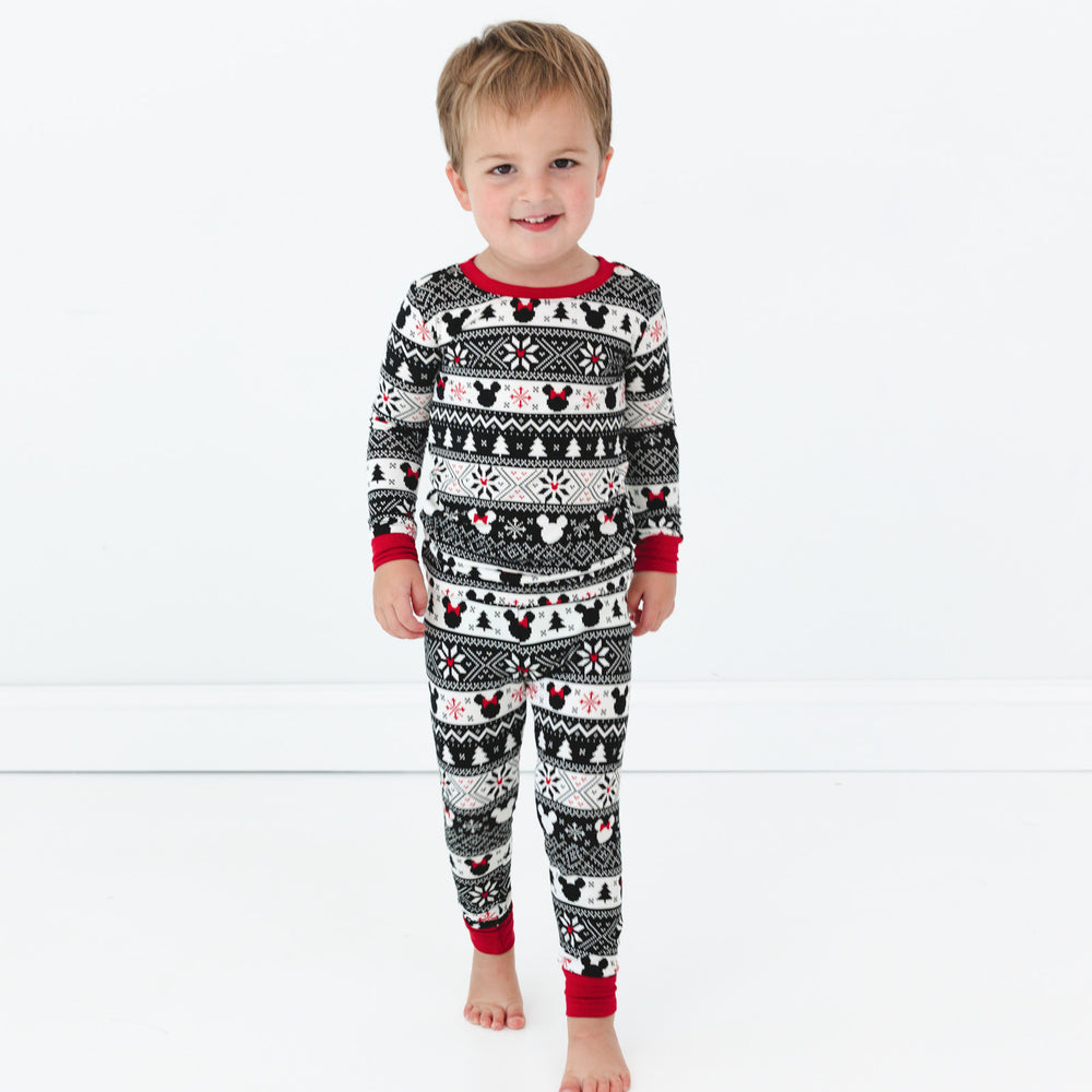 Child wearing a Mickey Fair Isle two piece pj set