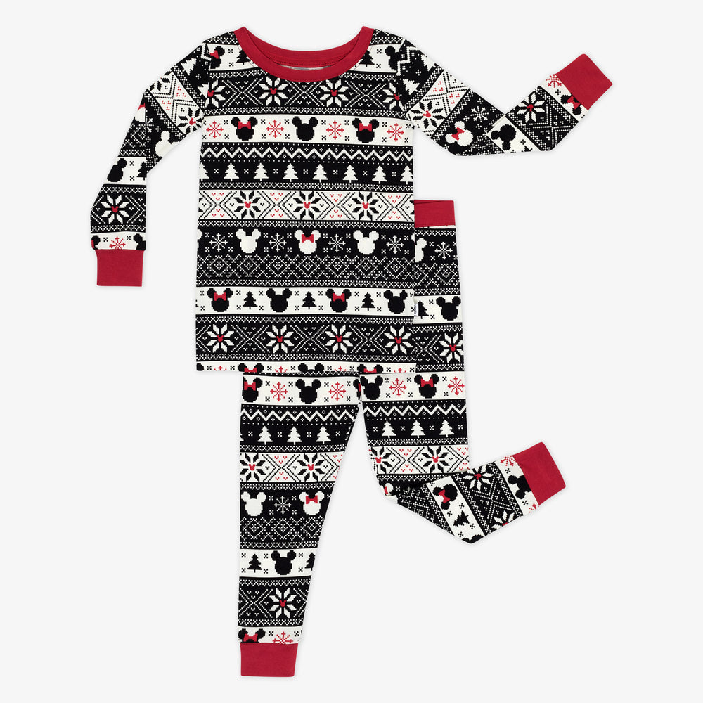 Flat lay image of Mickey Fair Isle two piece pj set