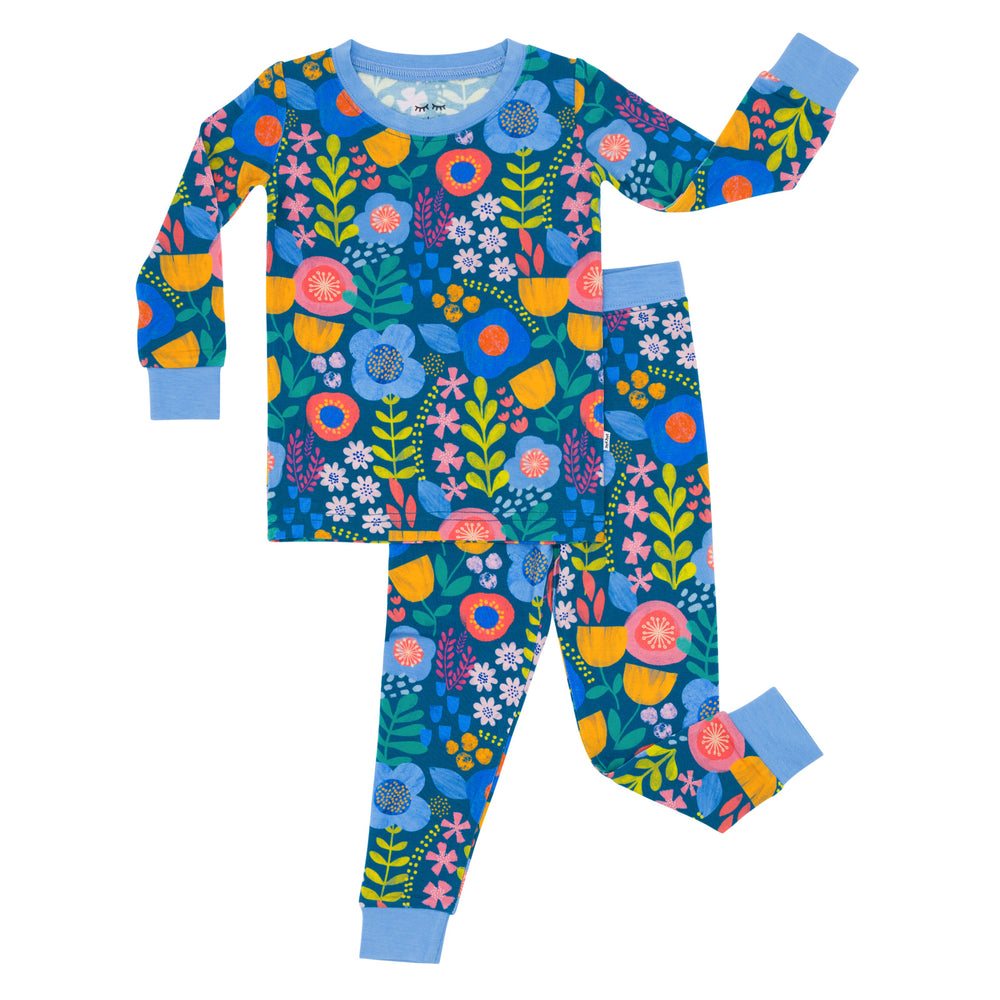 Flat lay image of the Folk Floral Two-Piece Pajama Set
