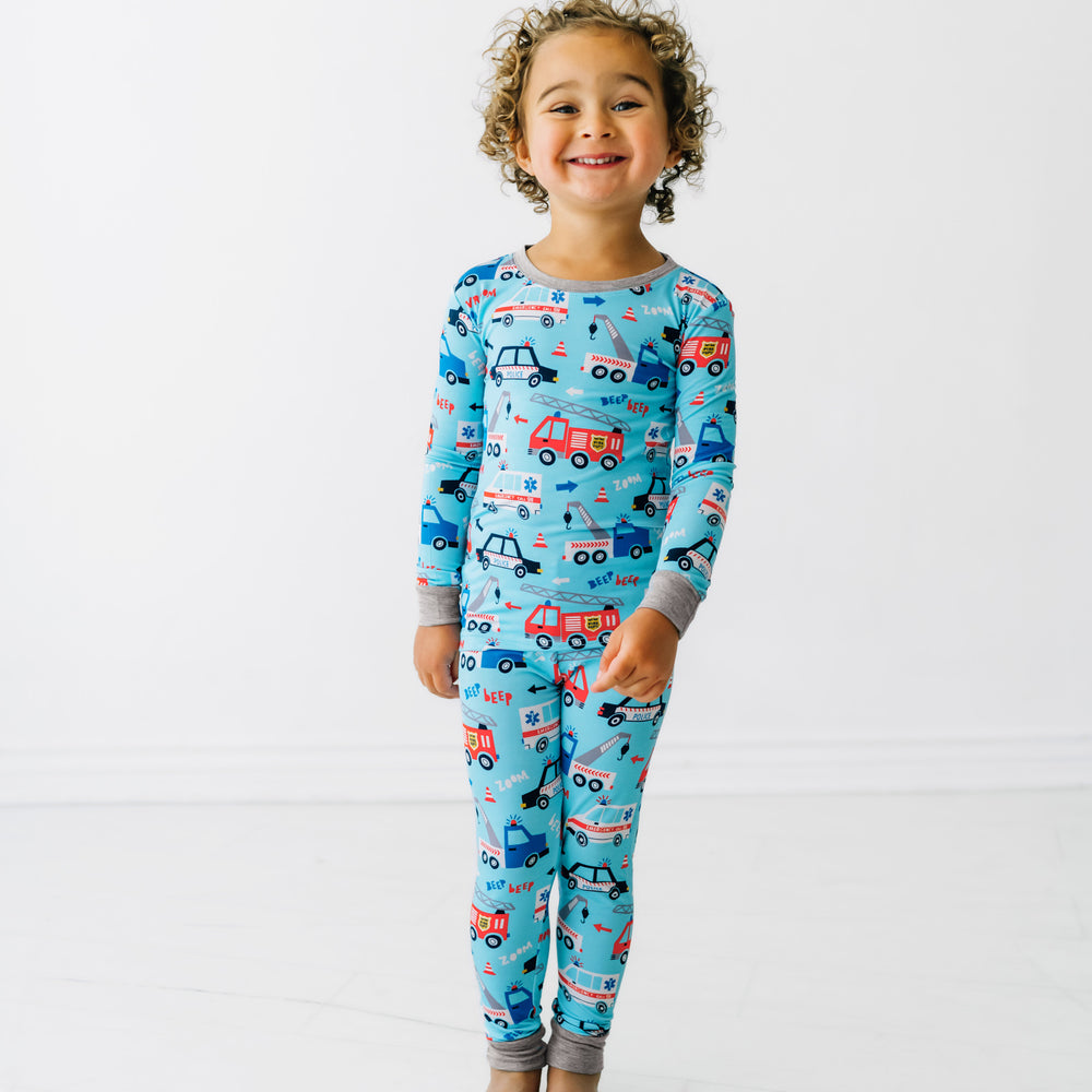 Alternate image of a child wearing a To The Rescue two piece pajama set