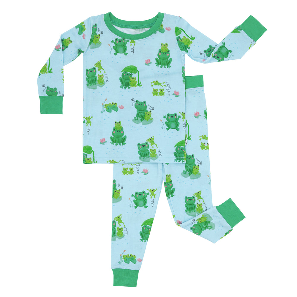 Flat lay image of a Leaping Love two-piece pajama set