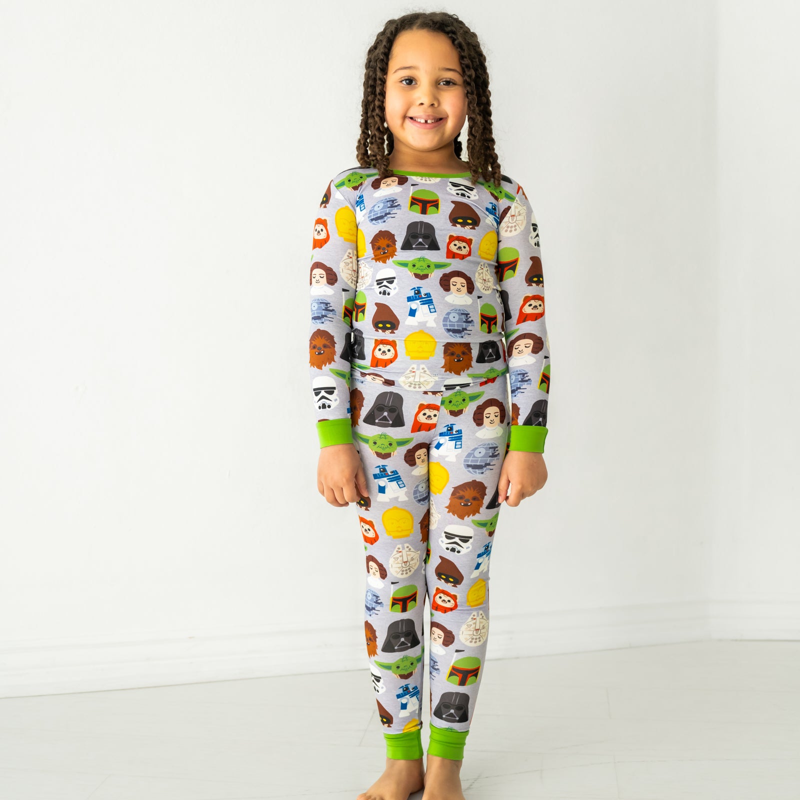 Child wearing a Legends of the Galaxy two-piece pajama set