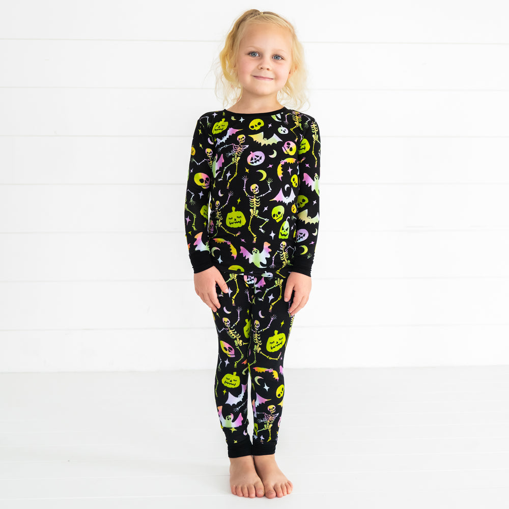 Child wearing a Cool Ghouls two piece pj set