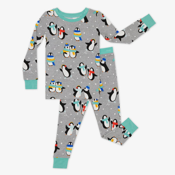 Flat lay image of a Penguin Party two piece pj set