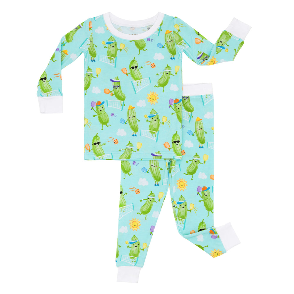 Flat image of the Pickle Power Two-Piece Pajama Set
